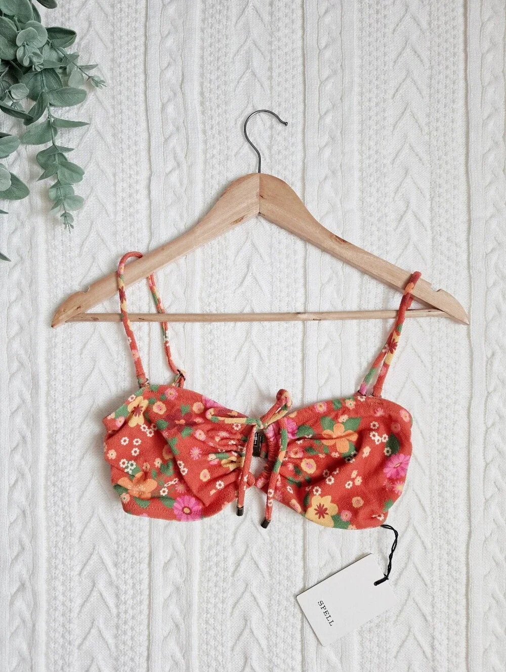 Spell Pomelia Bandeau Top Bikini Swim Tube Retro Floral Adjustable Small NEW